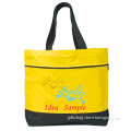 China Wholesale 300D Polyster Yellow with Stars Durable Supermarket Tote Promotional Shopping Bag